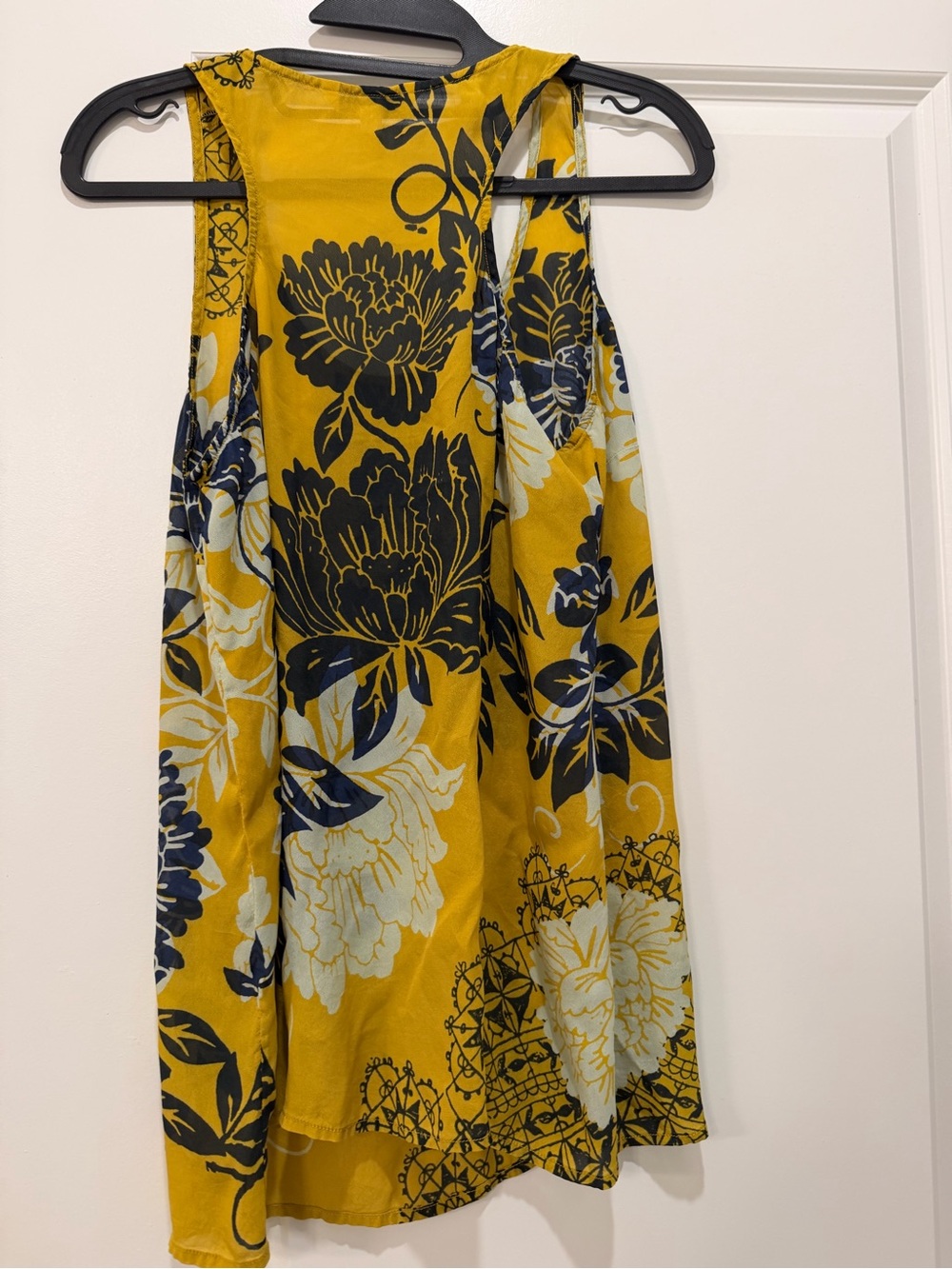 CAbi Mustard Yellow Floral High-Low Tank Dress
